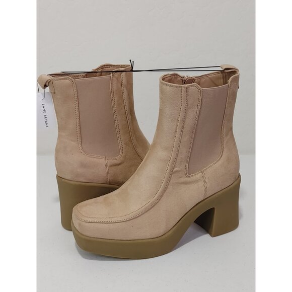 Lane Bryant Dream Cloud Faux Beige Suede Platform Bootie Women's 11W (Wide) - Picture 5 of 10